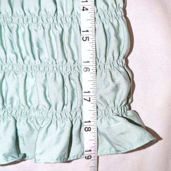 Express | Mint Green Allover Smocked Ruffle Tank Top Blouse | Size Small - Picture 9 of 9